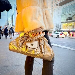 Versace Metallic Gold Chain Link Bag